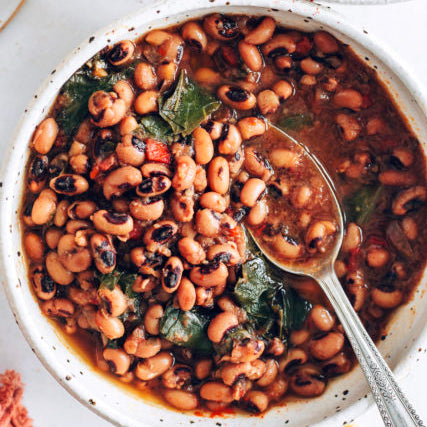 Smoky Black Eyed Peas with Greens