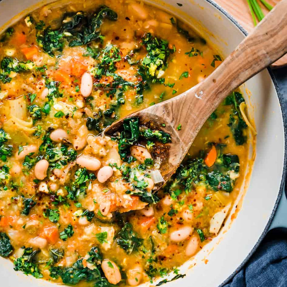 Creamy White Bean Minestrone with Parm & Romano