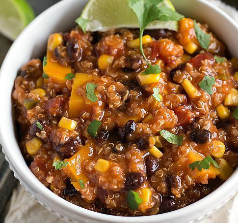 Red Chili Quinoa Enchilada Bowl with Chicken