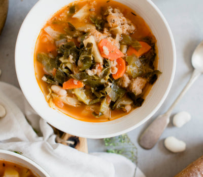 Chicken Apple Sausage, White Bean & Kale Soup